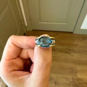 DAVID YURMAN 18K G/STERLING CABLE TOPAZ RING - RARE DESIGN